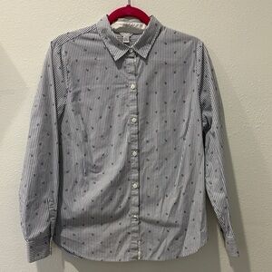 Nautica Black and White Striped Casual Shirt